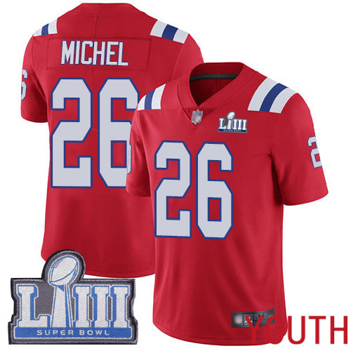 New England Patriots Football #26 Super Bowl LIII Bound Limited Red Youth Sony Michel Alternate NFL Jersey->new england patriots->NFL Jersey